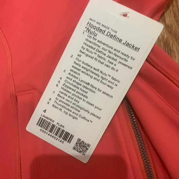 NWT Lululemon Pale Raspberry Hooded Define Jacket Sz 4 - Picture 8 of 9